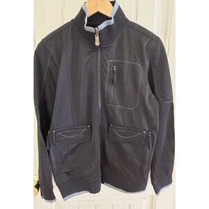 Vintage Caffeine Track Jacket Mens S Black Graphic Utility Pockets Y2K